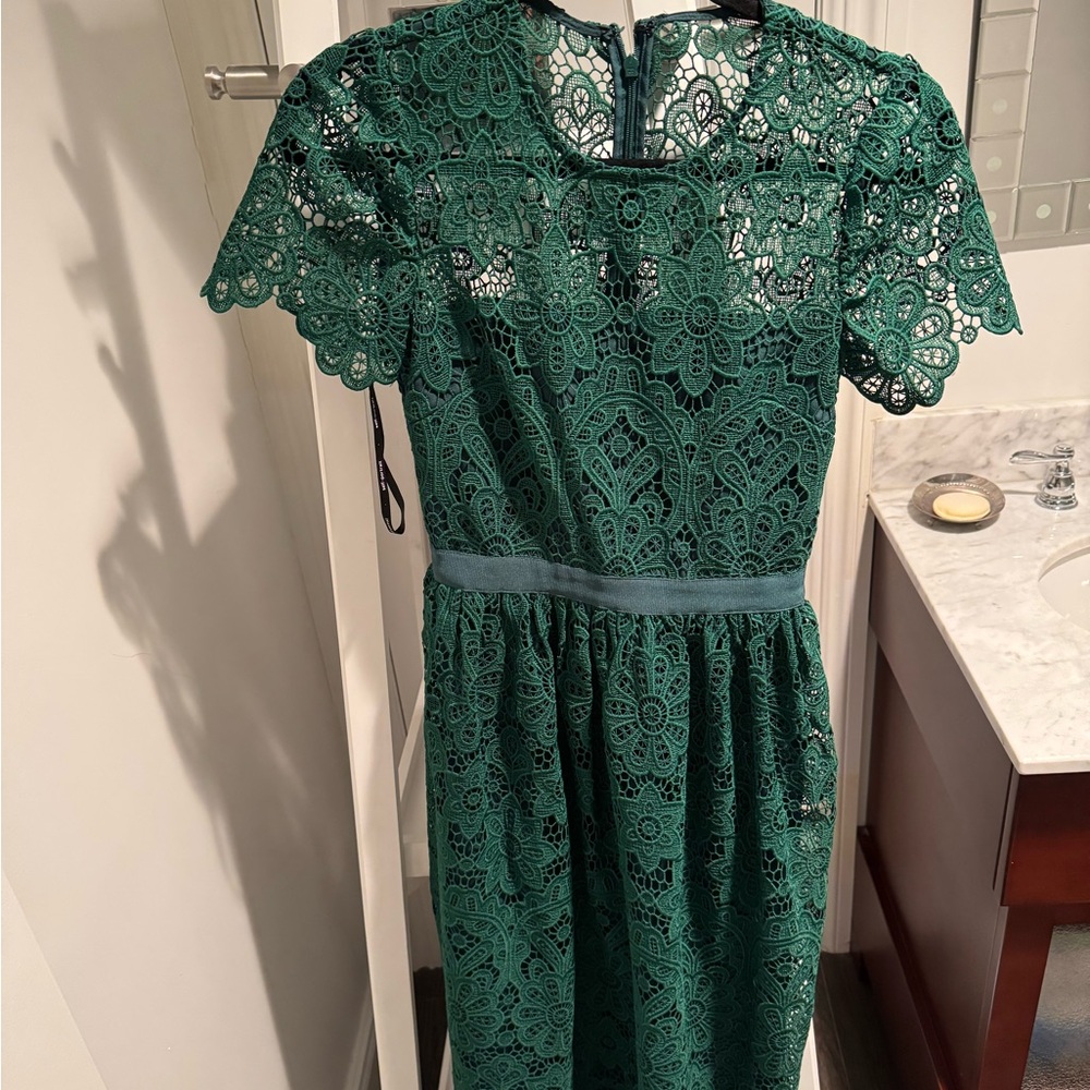 Self-Portrait Teal Lace Midi Dress